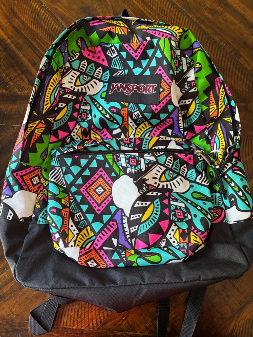 Jansport Multicolor Tribal Pattern Backpack with Black Base